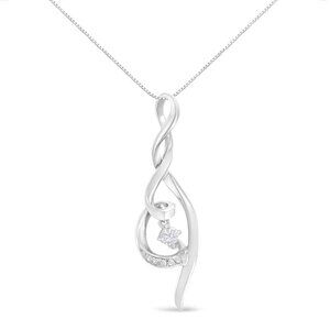 Haus of Brilliance Espira 10K White Gold Diamond Swirl Pendant Necklace